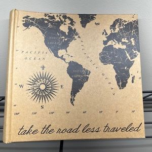 Photo Album | World map adventurous photo album take the road less traveled